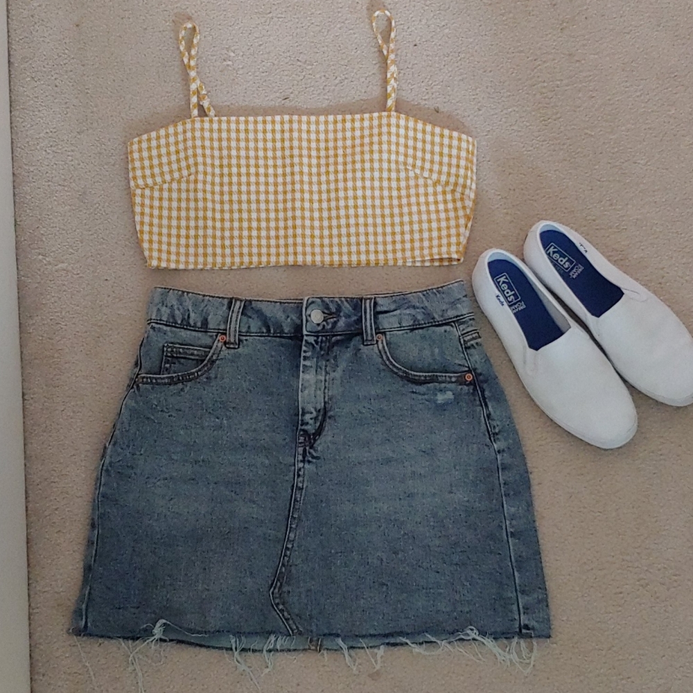 Distressed Denim Skirt